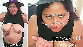 Cum Swallowing And Belly Play In This Halloween Video