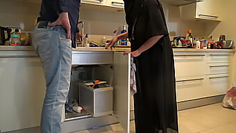 British Plumber Enjoys Doggystyle With Amateur Muslim Wife In Kitchen