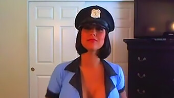 Big-Titted Policewoman Plays With Sex Toys On Webcam