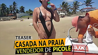 Esposa Rubia En Tanga En La Playa: Un Encuentro Caliente Y Caliente